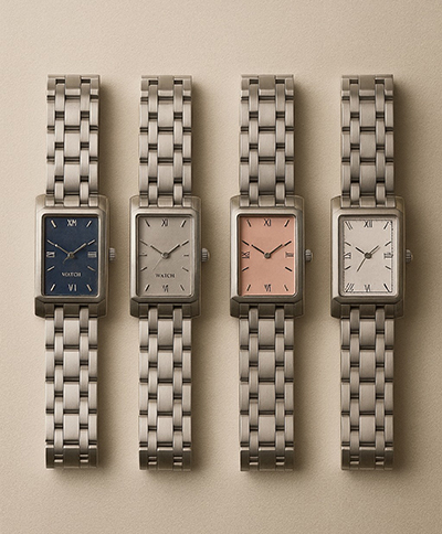 長方形 x 四色柔韻錶盤系列