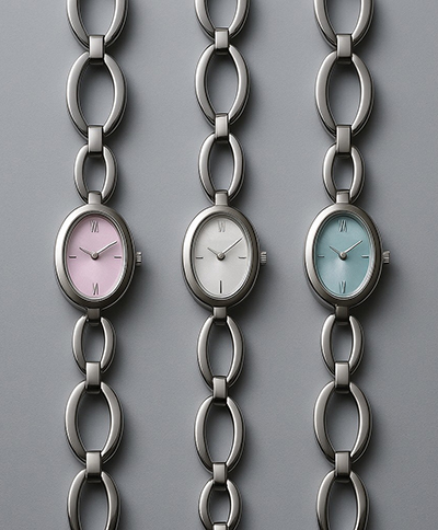 橢圓鏈節 x 淡色甜美女錶(三色系列)